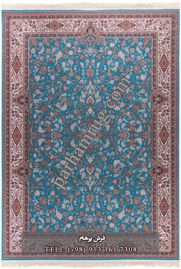 فرش 1000 شانه طرح افشان آبی