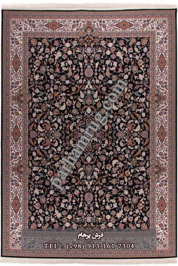 فرش 1000 شانه طرح افشان سورمه ای