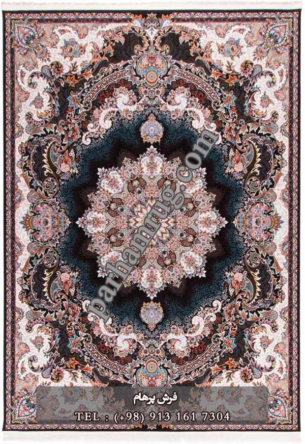 	فرش 1000 شانه طرح برکه سورمه ای 