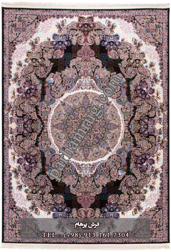 	فرش 1000 شانه طرح حریر سورمه ای 