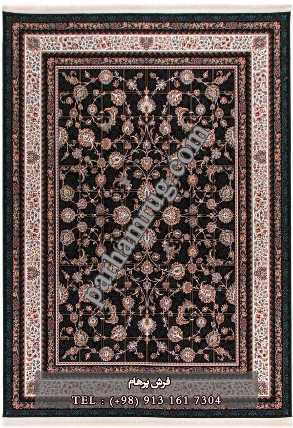 فرش 1000 شانه طرح کرشمه سورمه ای