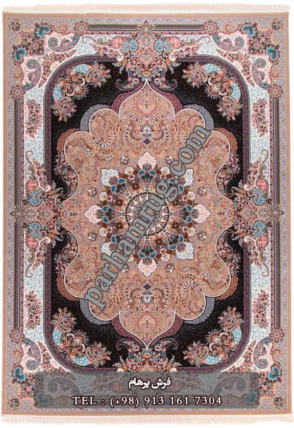 فرش 1000 شانه طرح نسترن نسکافه ای