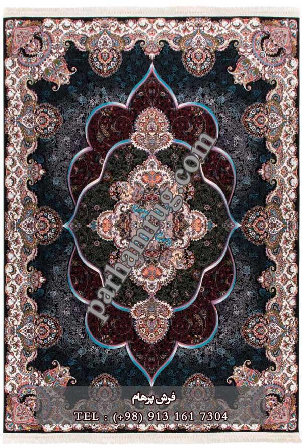 فرش 1000 شانه طرح پانیذ سرمه ای