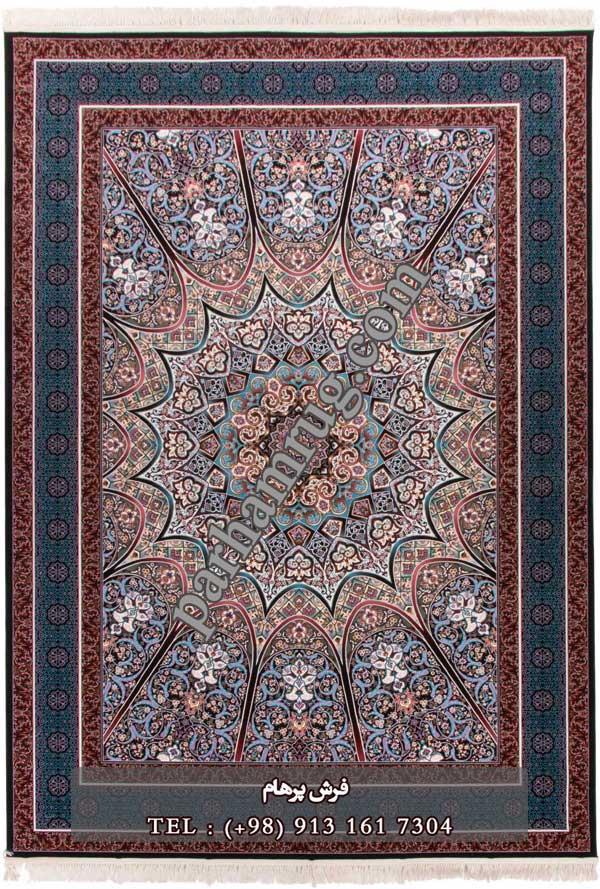 فرش 1000 شانه طرح ستایش سرمه ای