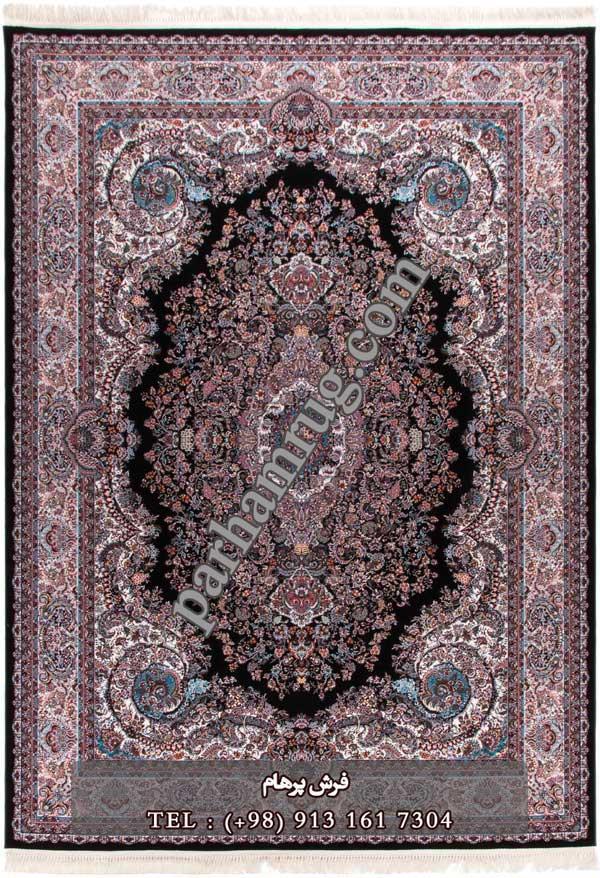 فرش 1000 شانه طرح موج سرمه ای