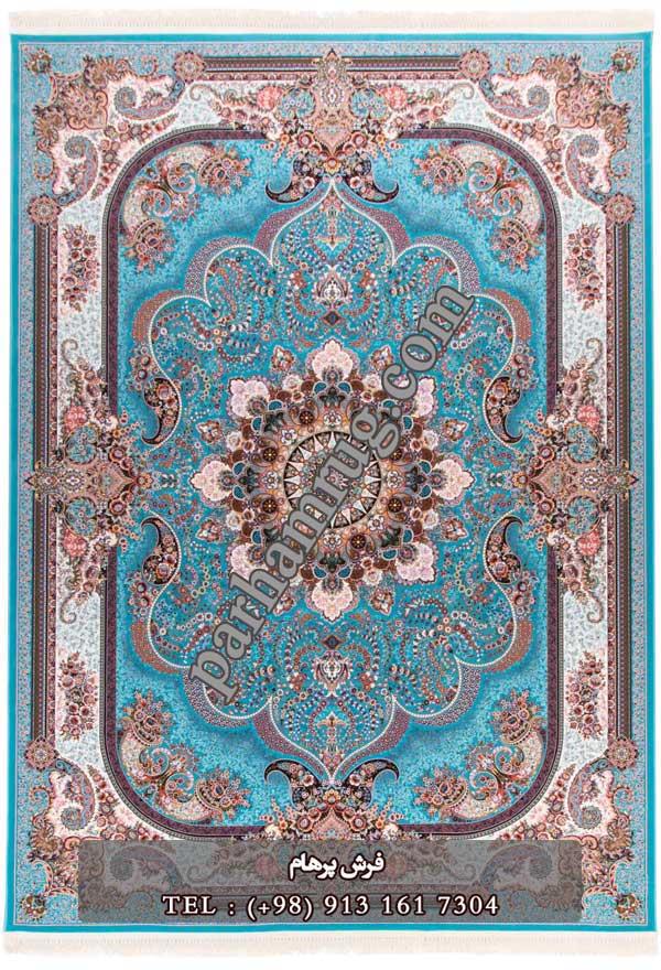 فرش 1000 شانه طرح نسترن آبی