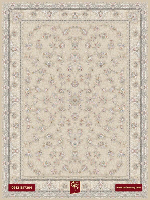 فرش قاجار بژ 1200 شانه تراکم 3600