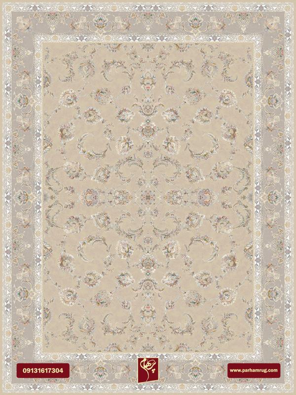 فرش گلبون بژ 1200 شانه تراکم 3600